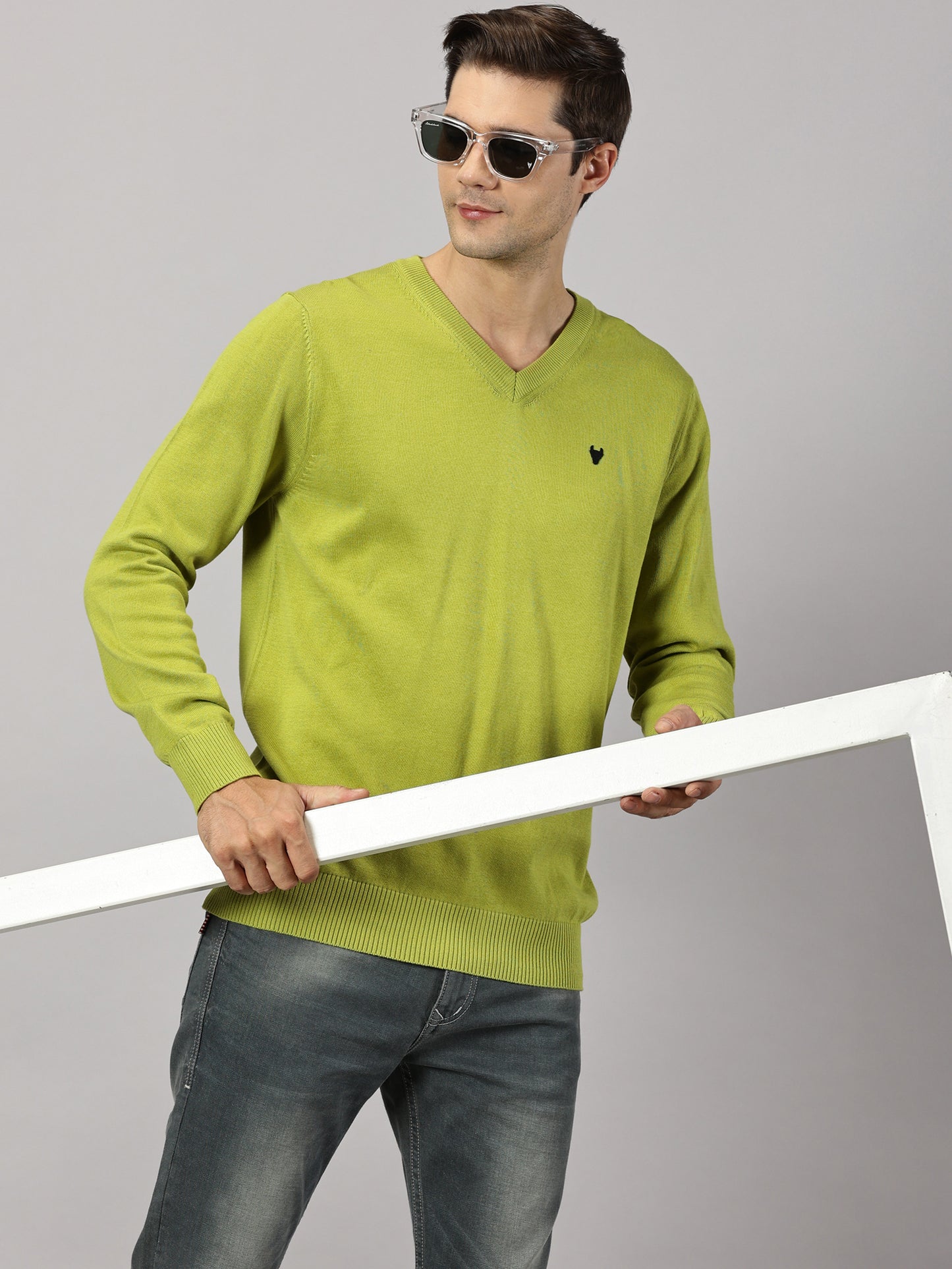 Deep Lime V-Neck Sweater