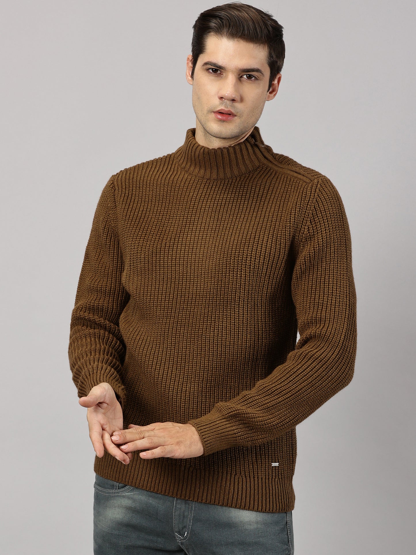 Sandstone High Neck Side Zip Sweater