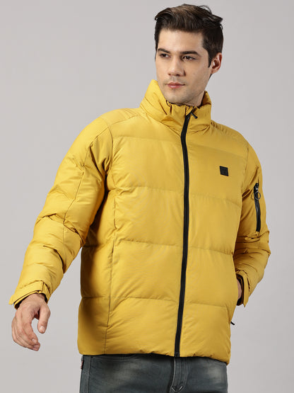 Ocher Puffer Jacket with Detachable Hood