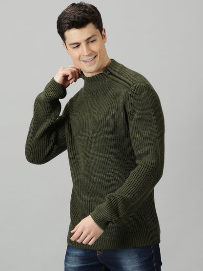 Deep Olive High Neck Side Zip Sweater