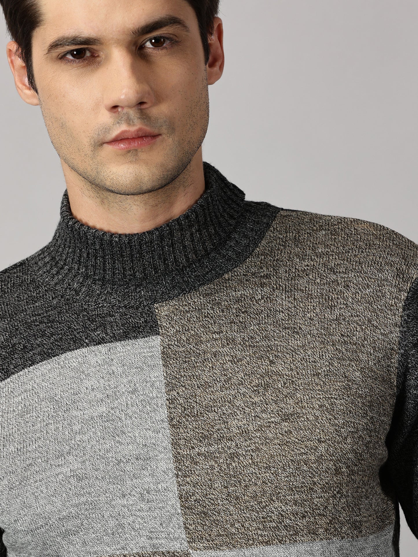 Earth Colorblock Turtle Neck Sweater