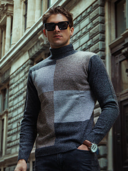 Earth Colorblock Turtle Neck Sweater