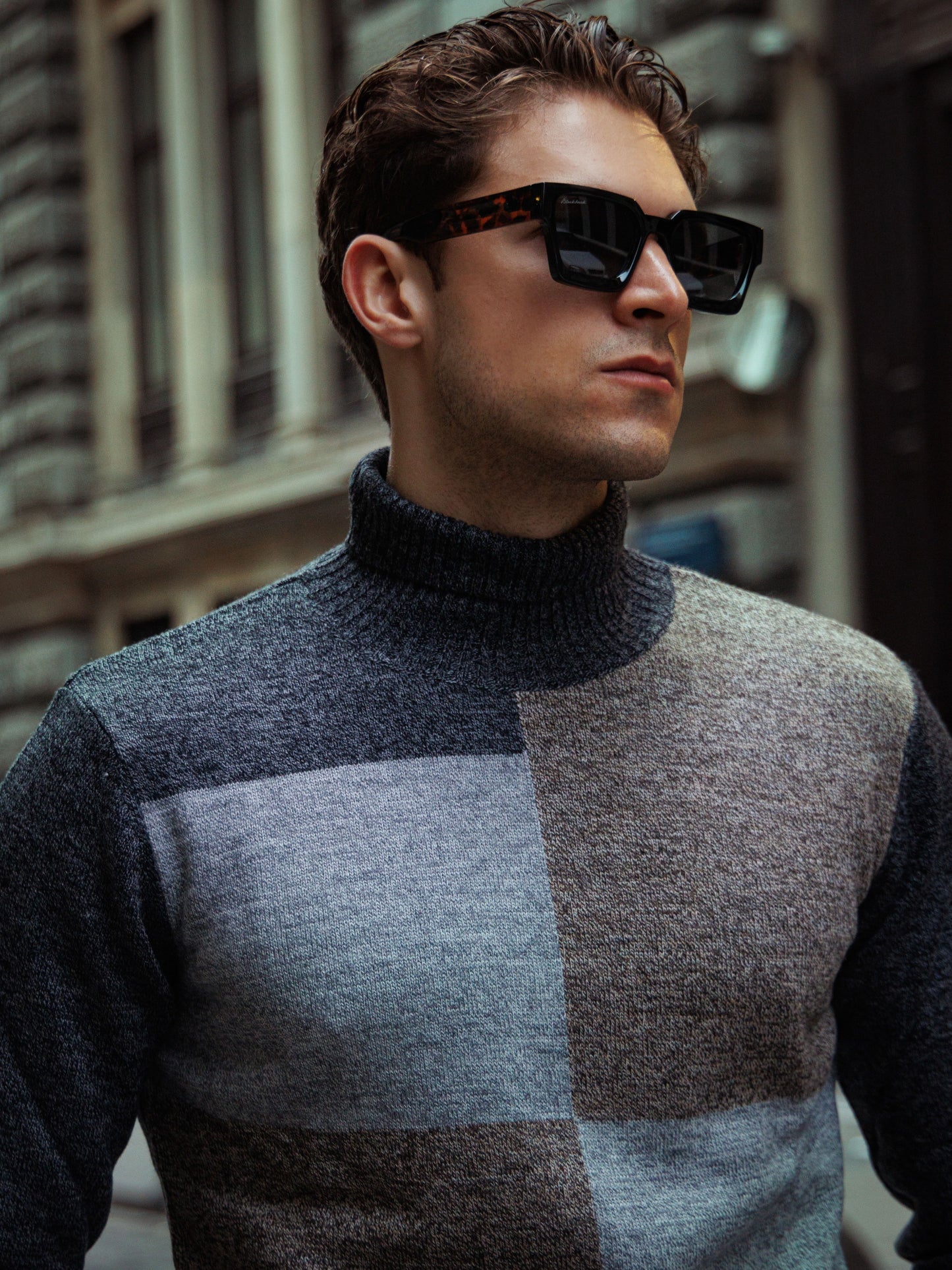 Earth Colorblock Turtle Neck Sweater