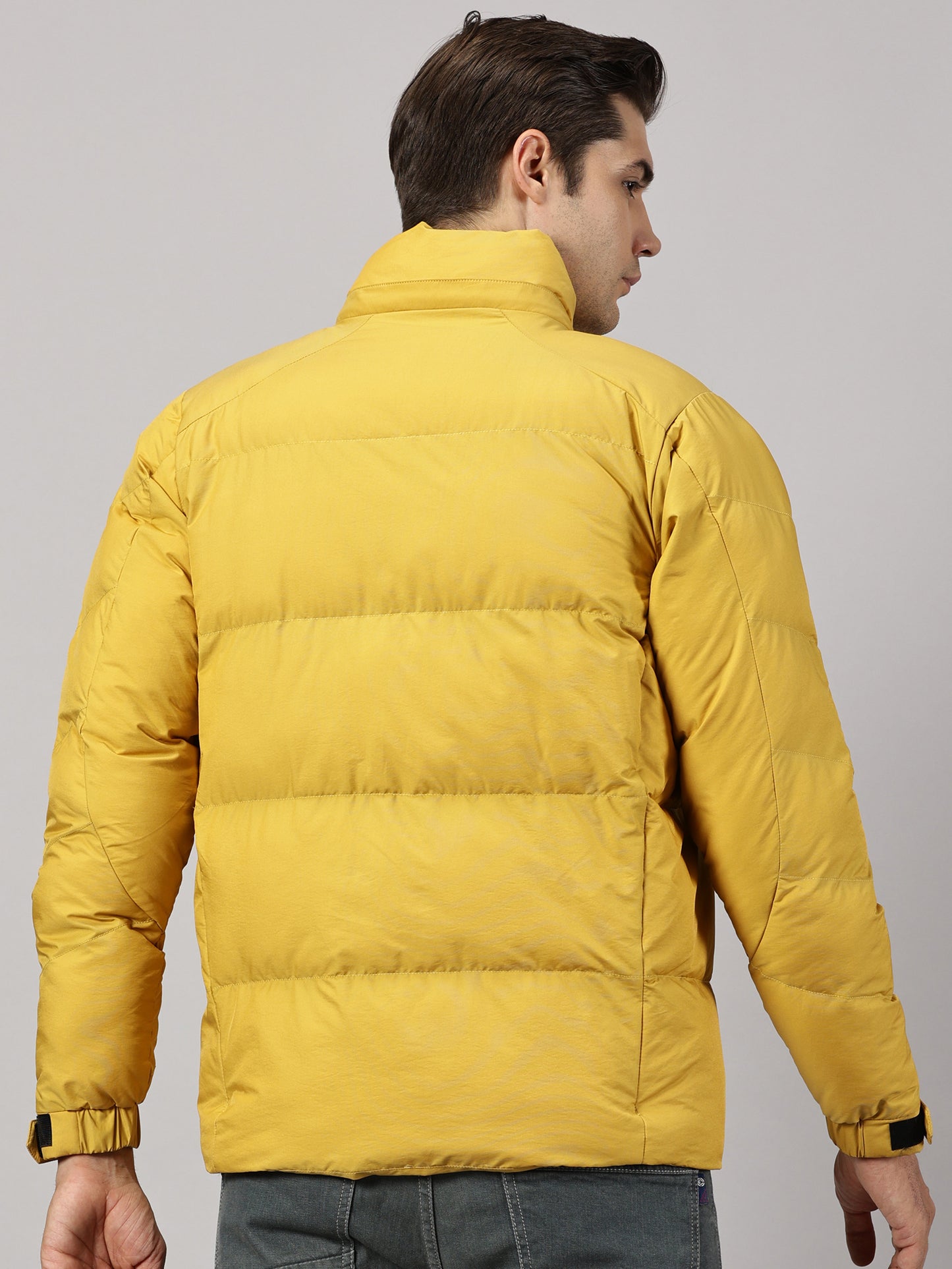 Ocher Puffer Jacket with Detachable Hood