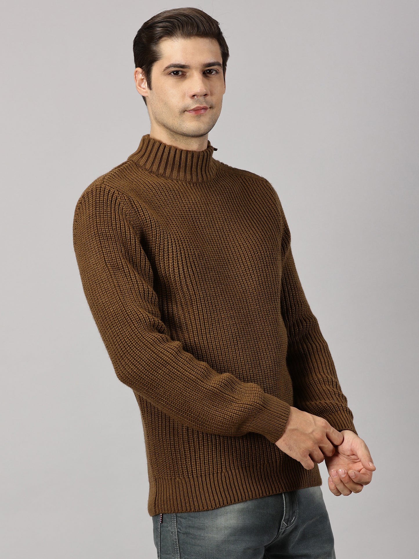 Sandstone High Neck Side Zip Sweater