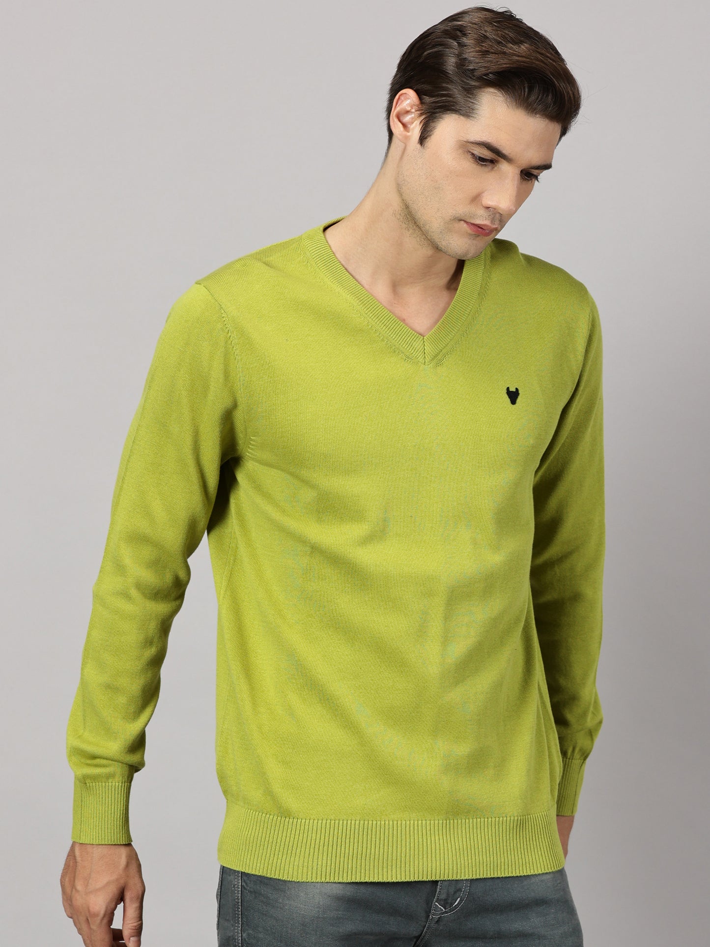 Deep Lime V-Neck Sweater