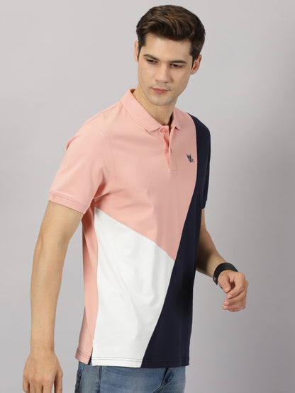 Coral Colorblock Polo