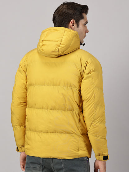 Ocher Puffer Jacket with Detachable Hood