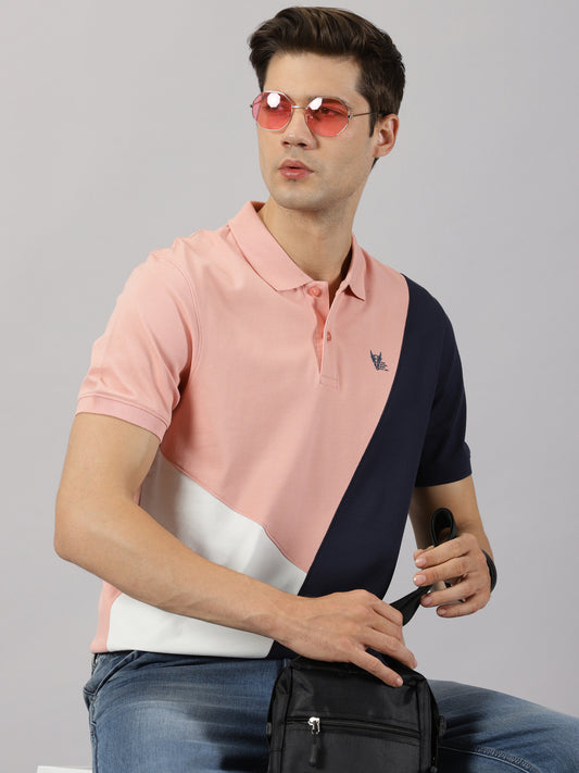 Coral Colorblock Polo