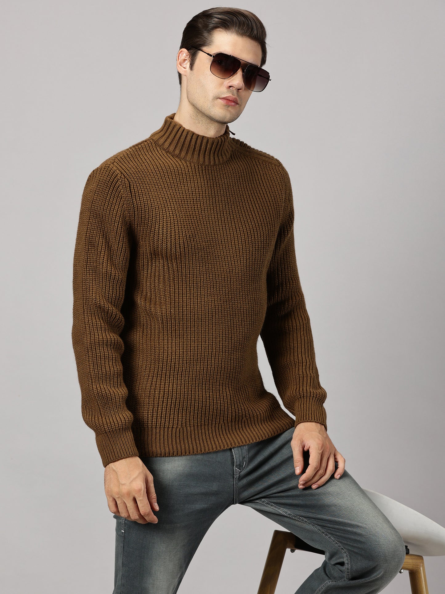 Sandstone High Neck Side Zip Sweater