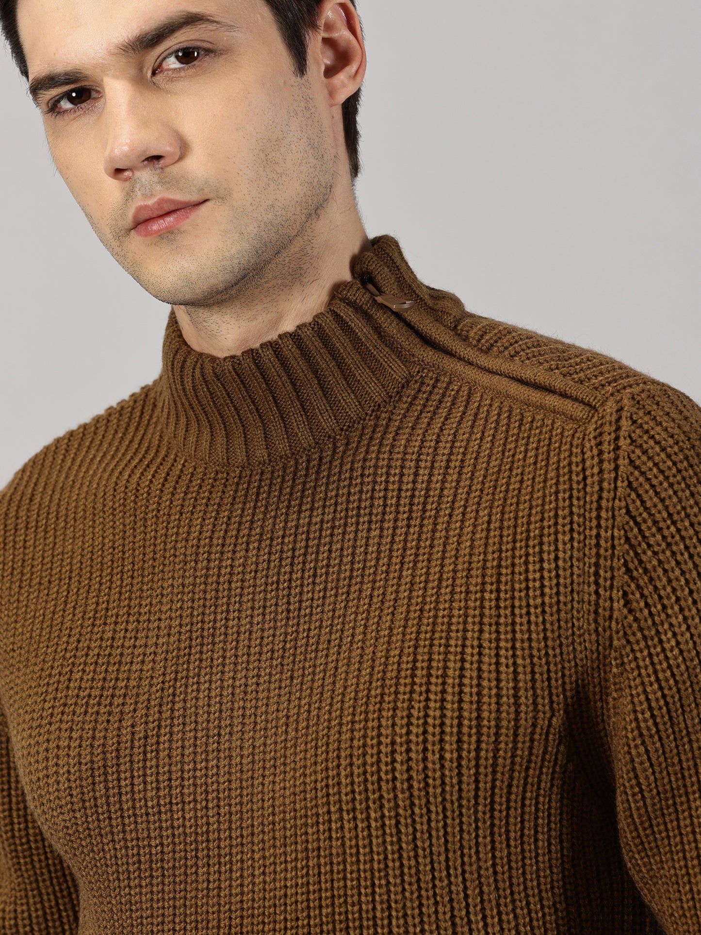 Sandstone High Neck Side Zip Sweater